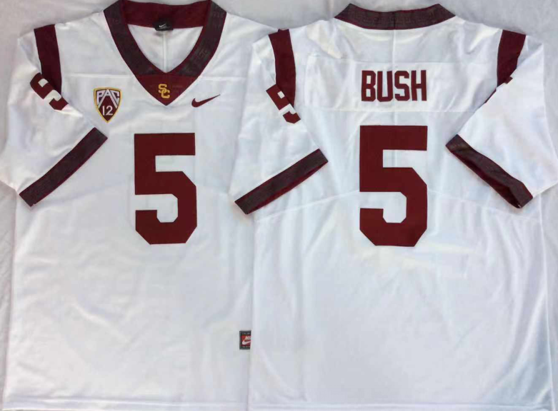 NCAA Men USC Trojans White #5 BUSH->ncaa teams->NCAA Jersey